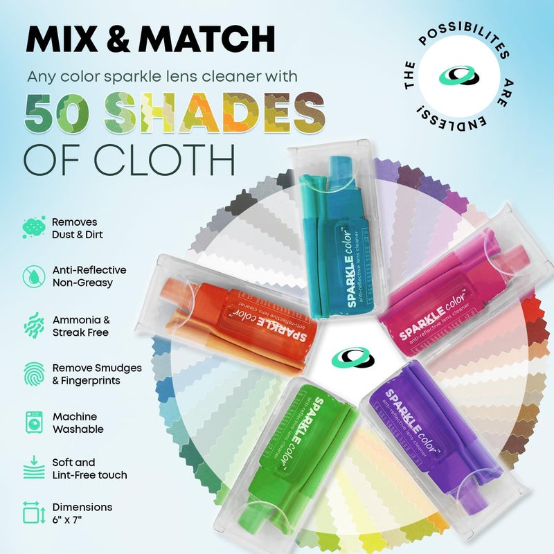 OPTIPAK Vinyl Flip-Top Pouch Eyeglass Lens Cleaner Spray Kit with (4) 1oz Glasses Cleaner Bottle + (4) Microfiber Cloth for Eyeglasses, Sunglasses, Screens and Camera Cleaning Kit (Assorted Colors) - Image 3